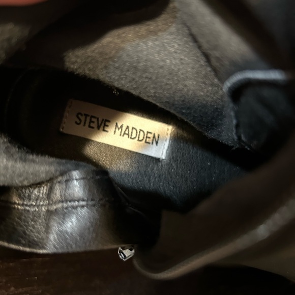 Steve Madden Kizam Black Faux Leather Platform Knee High Boots Size 9 - Picture 11 of 13